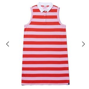 Kule polo dress pink poppy stripe medium cotton sleeveless